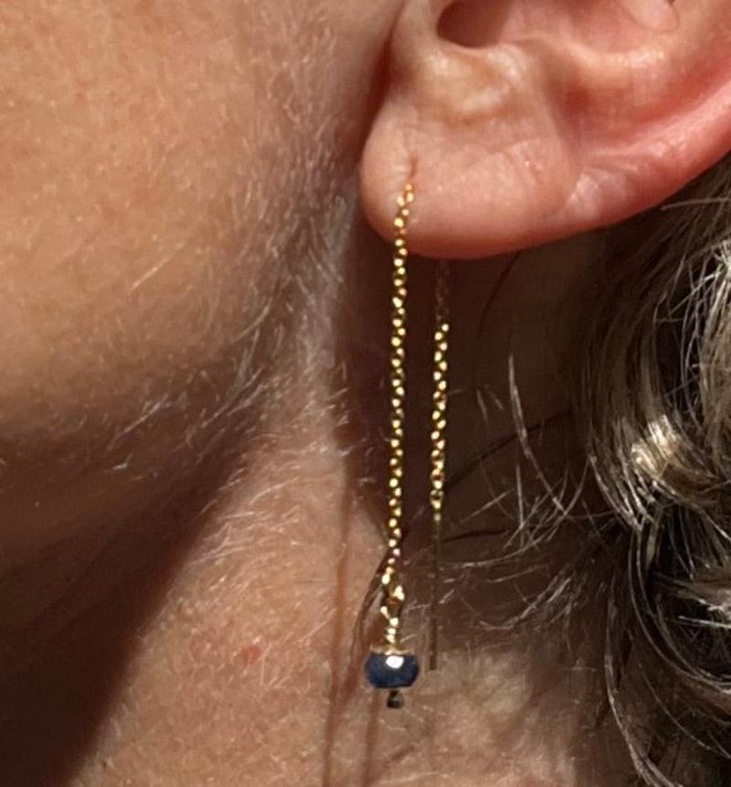 ZANTHE Kyanite Gold Drop Ear Threaders - Jitterbug Jewellery