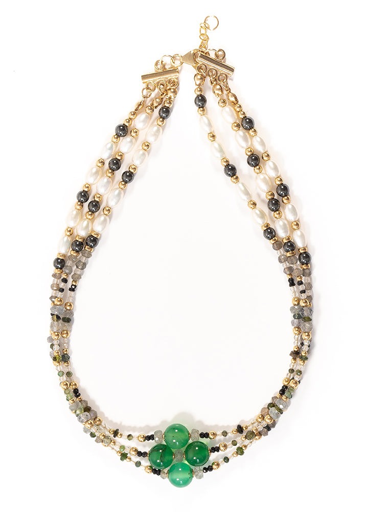 MYLAH Sapphire, Tourmaline and Emerald Gold Choker - Jitterbug Jewellery