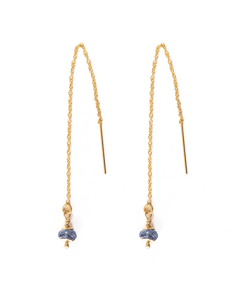 ZANTHE Kyanite Gold Drop Ear Threaders - Jitterbug Jewellery