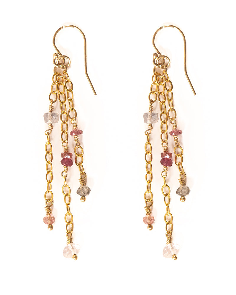 ELSA Tourmaline Waterfall Gold Earrings - Jitterbug Jewellery