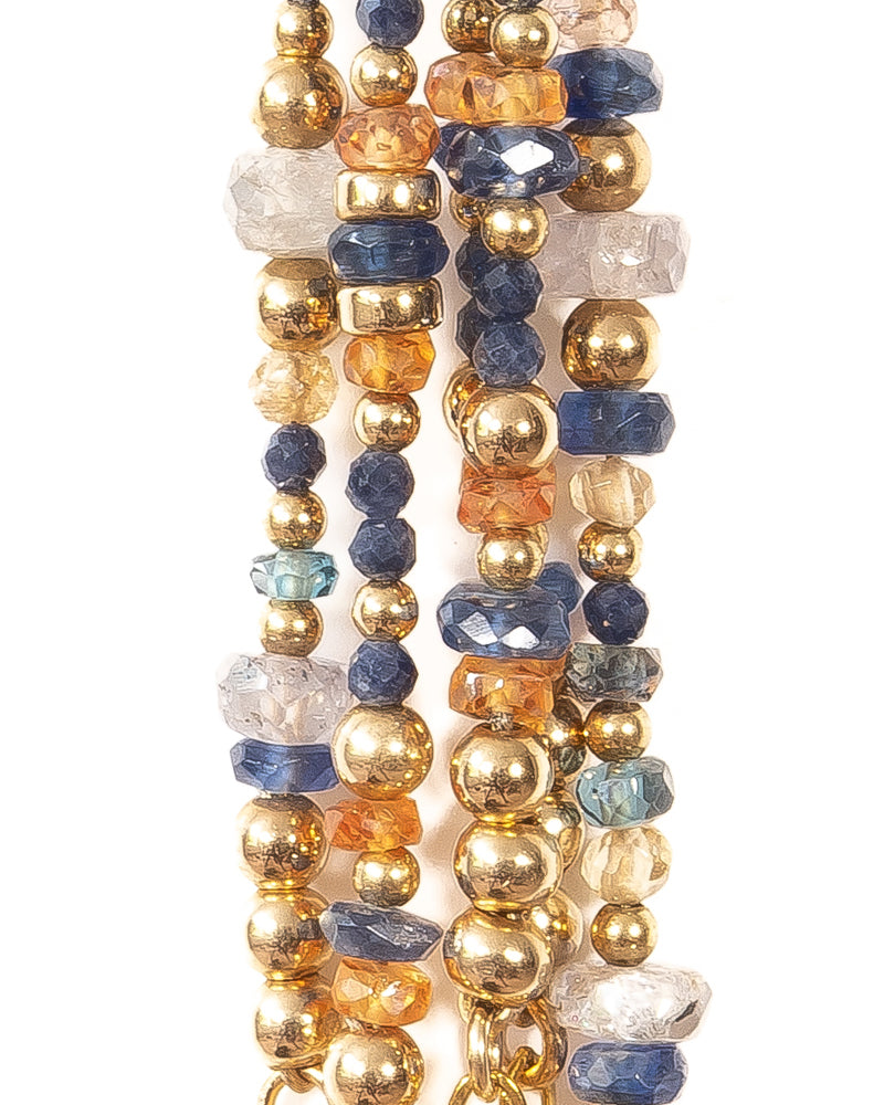 COCO Sapphire, Kyanite and Topaz Gold Waterfall Earrings - Jitterbug Jewellery