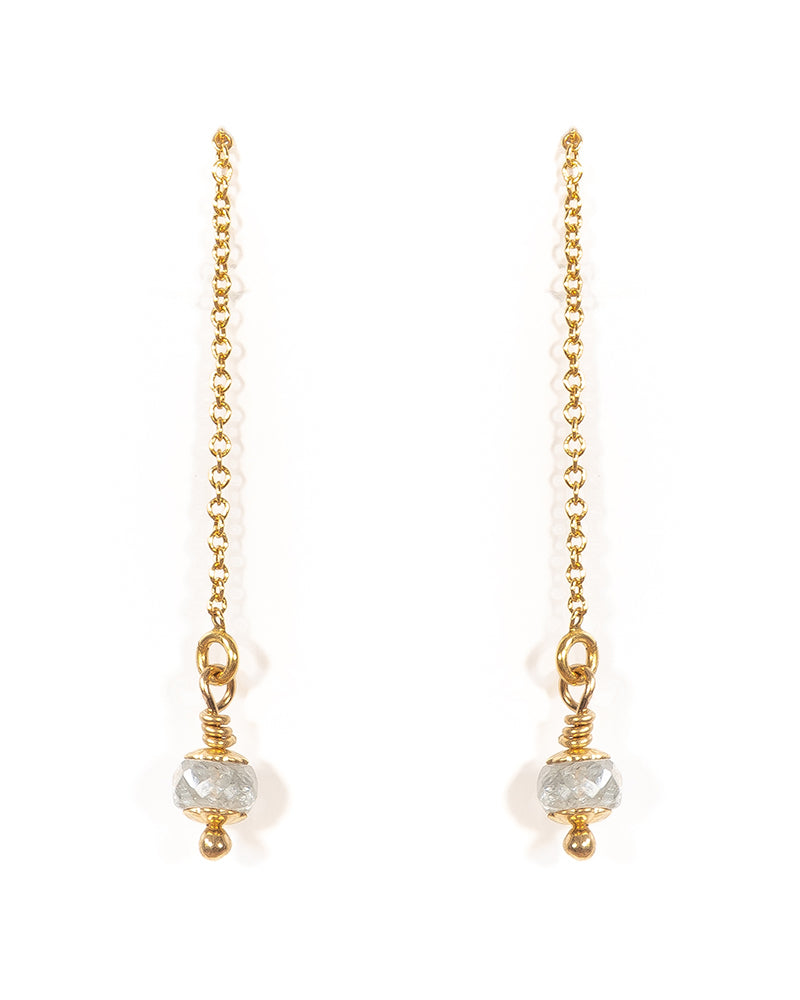 MARIELLE Grey Sapphire Gold Drop Ear Threaders - Jitterbug Jewellery