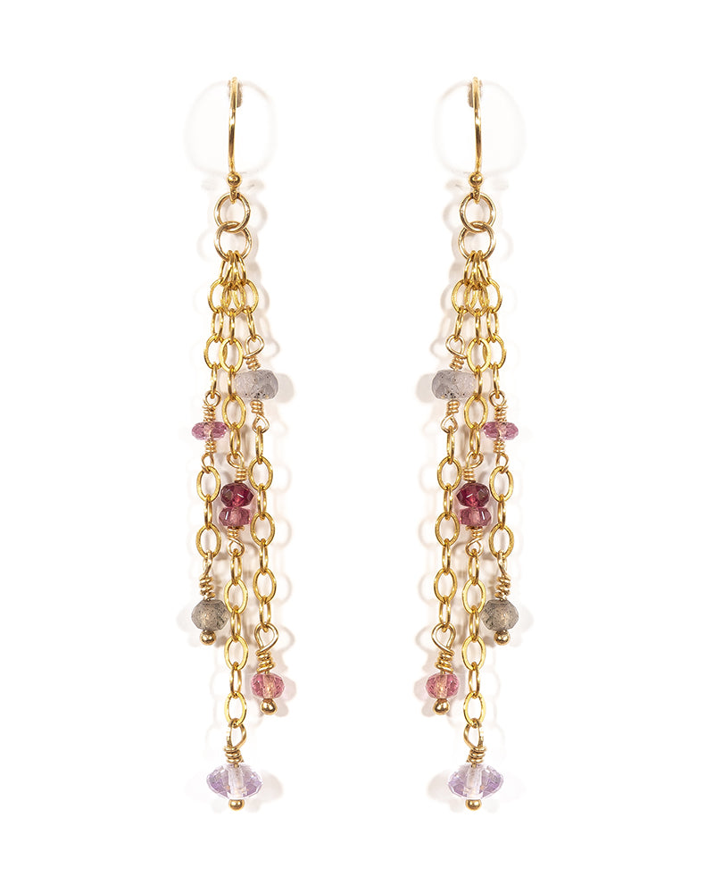 ELSA Tourmaline Waterfall Gold Earrings - Jitterbug Jewellery