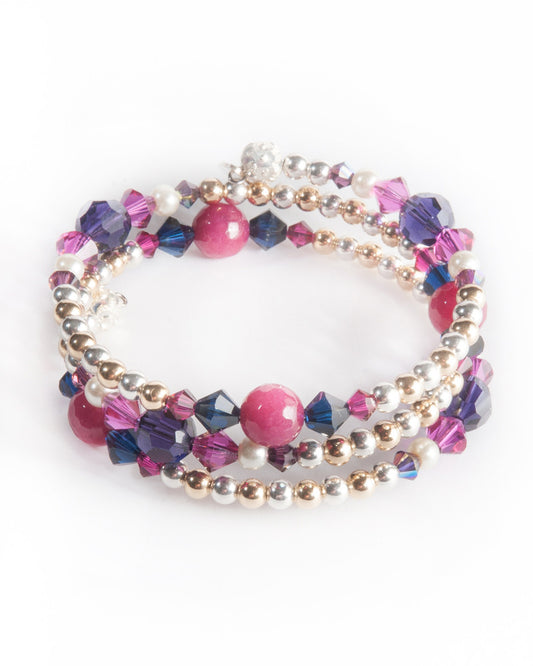 SHAMBHALA Multi strand bracelet with Swarovski crystals and semi precious stones,