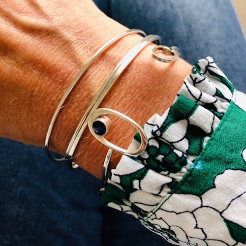 SOHO Silver Cuff with Kyanite and Tsavorite