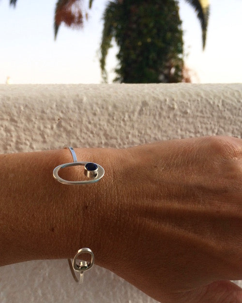 SOHO Silver Cuff with Kyanite and Tsavorite